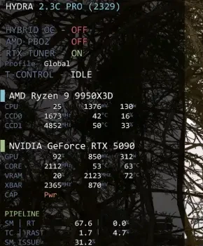 Top of the overlay in the Minimal style: thin font, light translucent background, colored section markers.